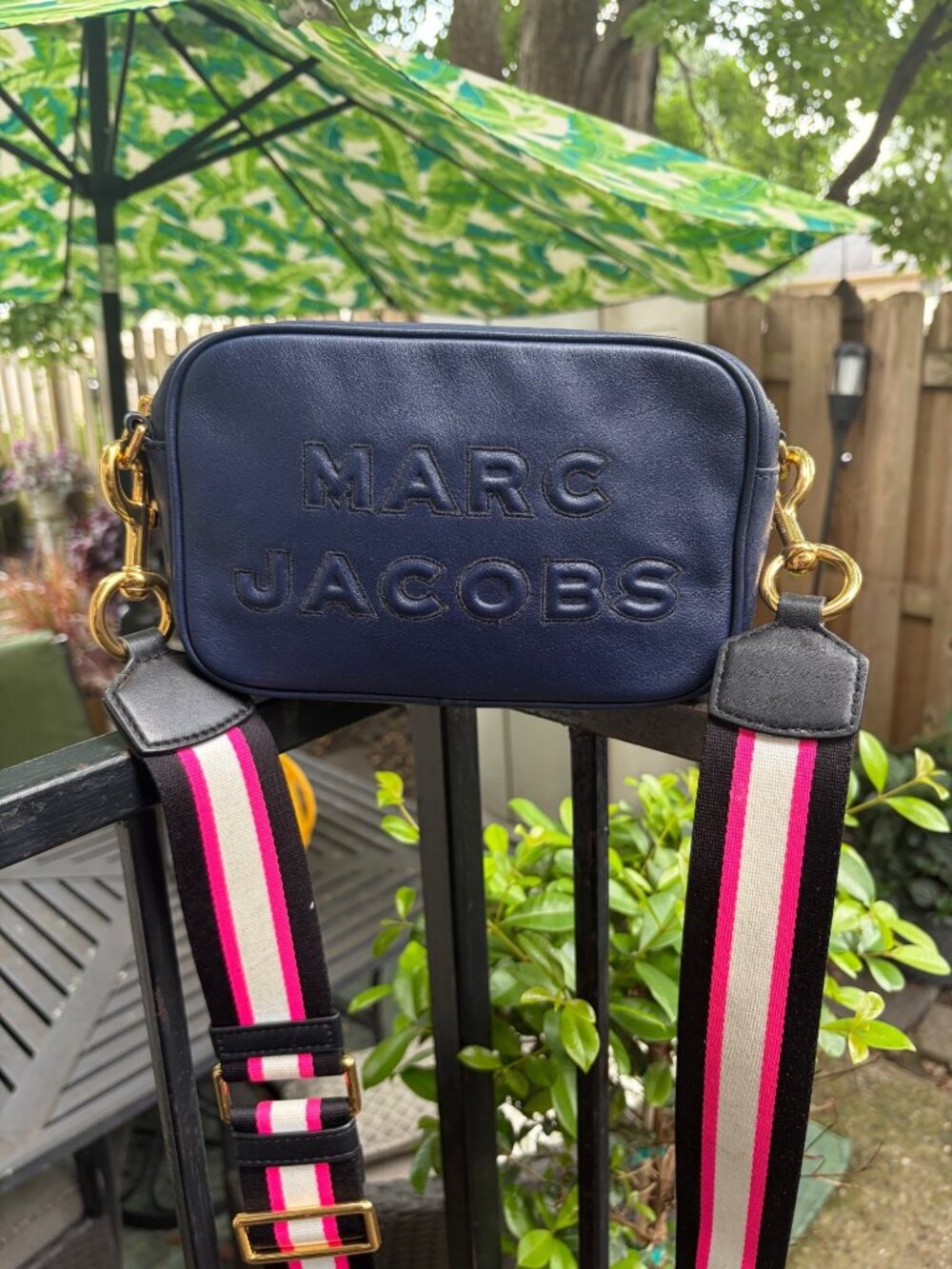 Marc Jacobs The Flash Leather Handbag Dark Navy Crossbody Camera - Picture 7 of 14